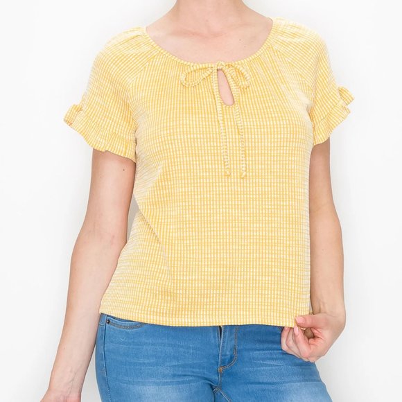 W5 top Small Peasant Ruffle striped raglan relaxed keyhole textured knit Anthro - Picture 11 of 13